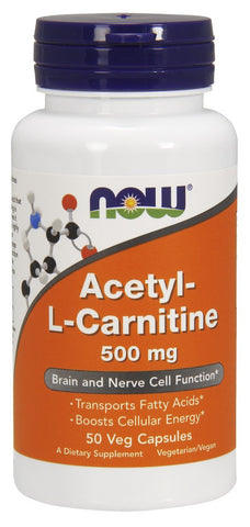 NOW Acetyl-L Carnitine 500 mg - 50 Vegetarian Capsules