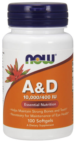 NOW Vitamin A & D 10,000/400 IU - 100 Soft Gels