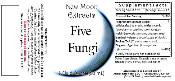 Five Fungi Tincture Blend (Wildcrafted, Organic)