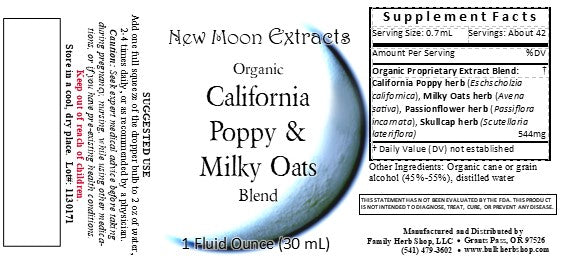 California Poppy & Milky Oats Tincture Blend (Organic)