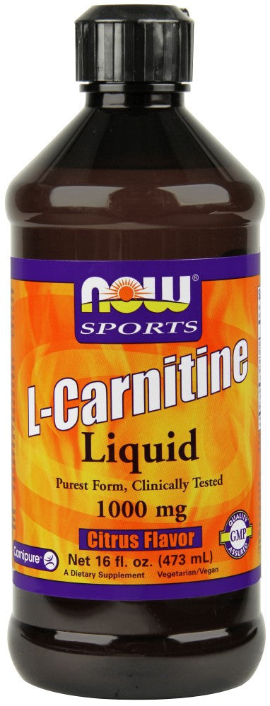NOW L-Carnitine Liquid, Citrus Flavor 1000 mg – 16 fl. oz.