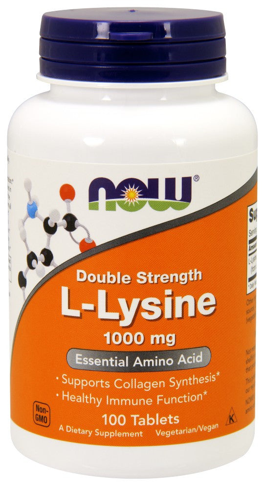 NOW L-Lysine 1,000 mg Double Strength - 100 Tablets