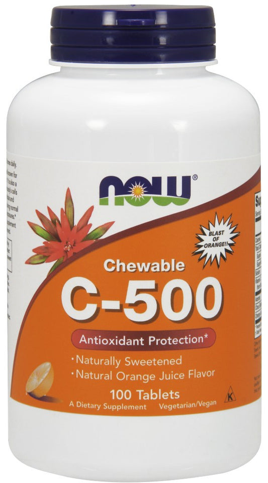 NOW Vitamin C-500 Chewable Orange - 100 Lozenges