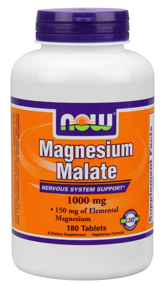 NOW Magnesium Malate 1000 mg Vegetarian - 180 Tablets