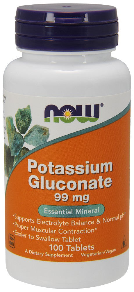 NOW Potassium Gluconate 99 mg Vegetarian - 100 Tablets