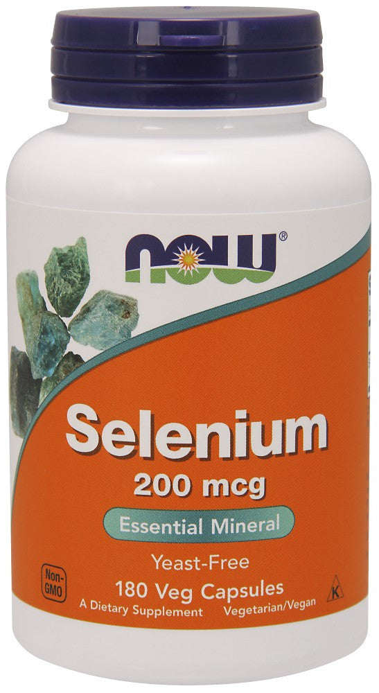 NOW Selenium 200mcg-Yeast Free - 180 Vegetarian Capsules