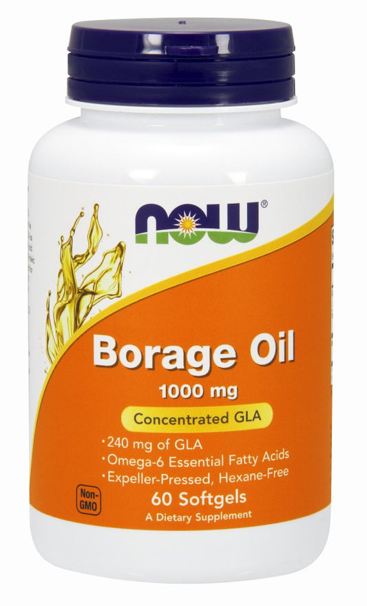 NOW Borage Oil 1000 mg - 240 mg GLA - 60 Soft Gels