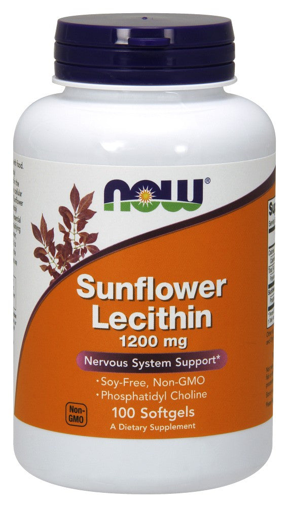 NOW Sunflower Lecithin 1200 mg Soy-Free, Non-GMO - 100 Soft Gels