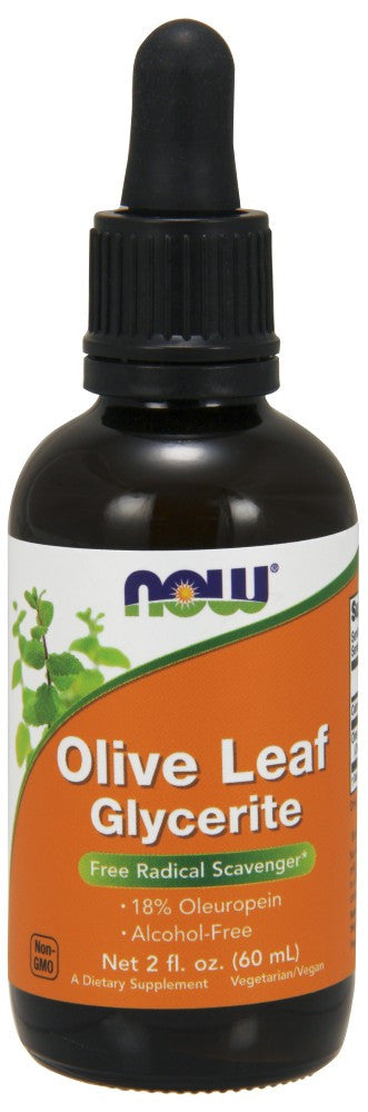 NOW Olive Leaf Glycerite 18% - Vegetarian - 2 fl. oz.